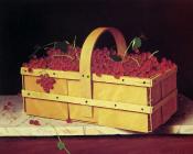 威廉迈克尔哈尼特 - A Wooden Basket of Catawba Grapes
